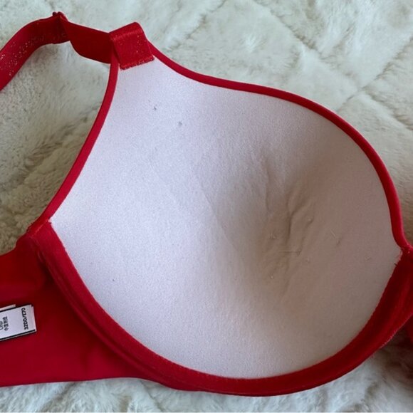 Victoria's Secret | Red & Gold T-Shirt Push-Up Full Coverage Bra | Size 32DD - Picture 9 of 13